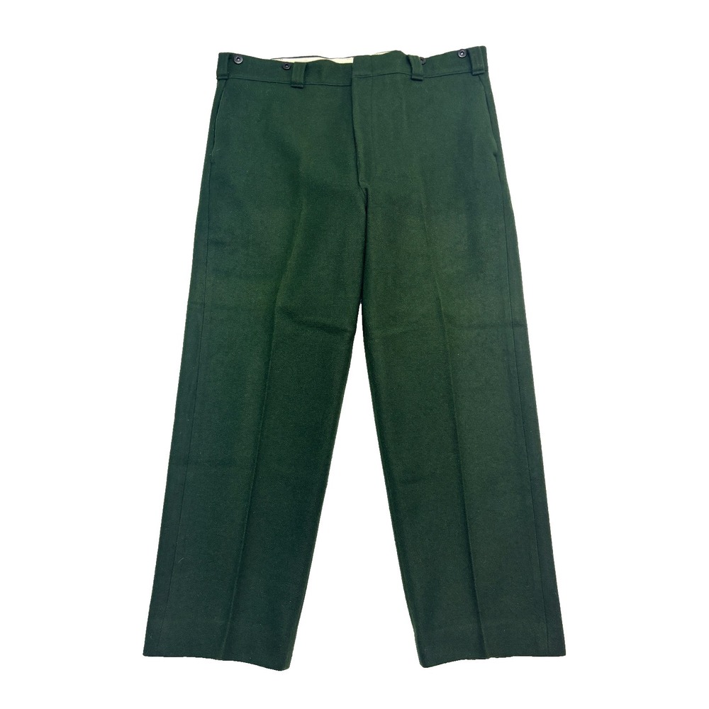 vtg Woolrich 40x30 Green Heavy Tweed‎ Wool Pants Trousers USA Flat Front Hunting